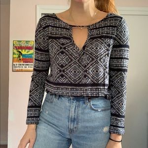 Lucky Brand Navy Keyhole Top